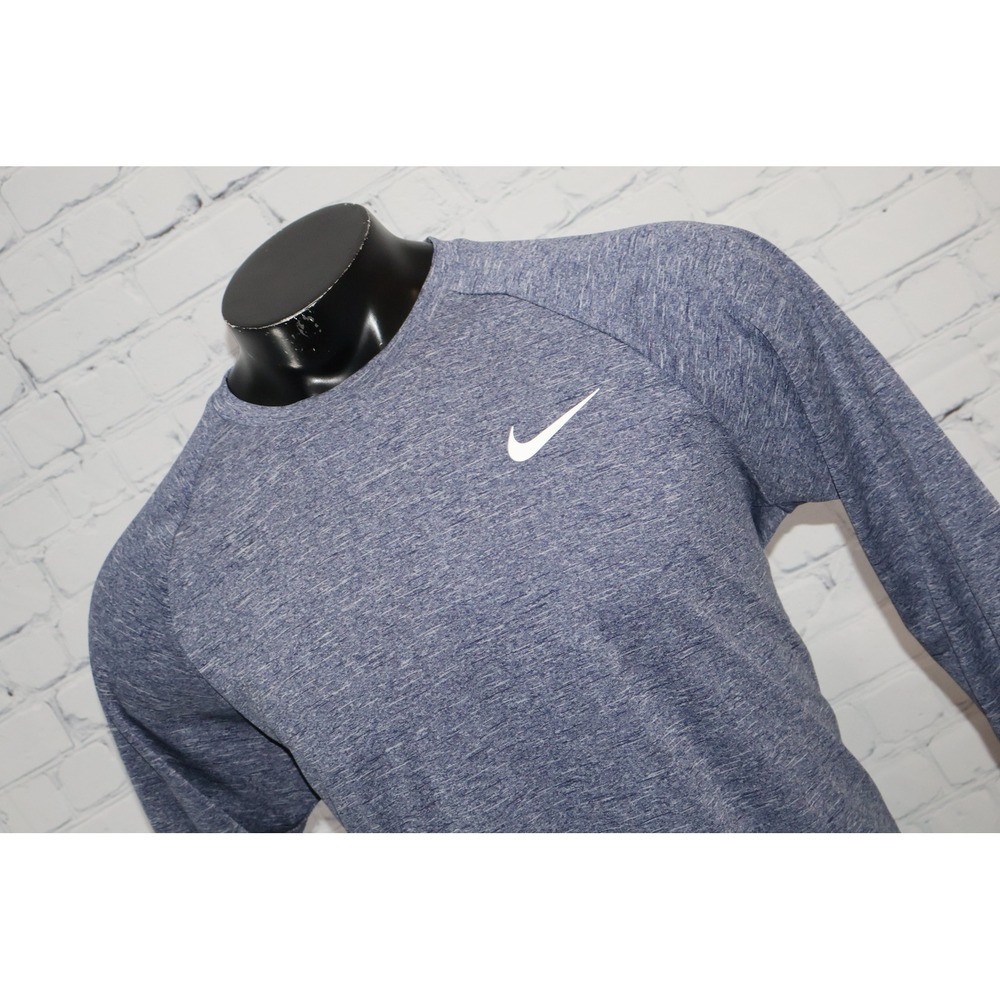 Nike Swim Rash Guard Mens Large Blue Long Sleeve Dri-FIT UPF 40+ Heathered